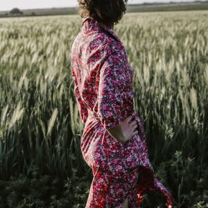 Pink floral 3/4 sleeve dress